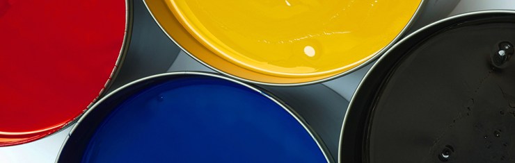 Tubs of process printing inks